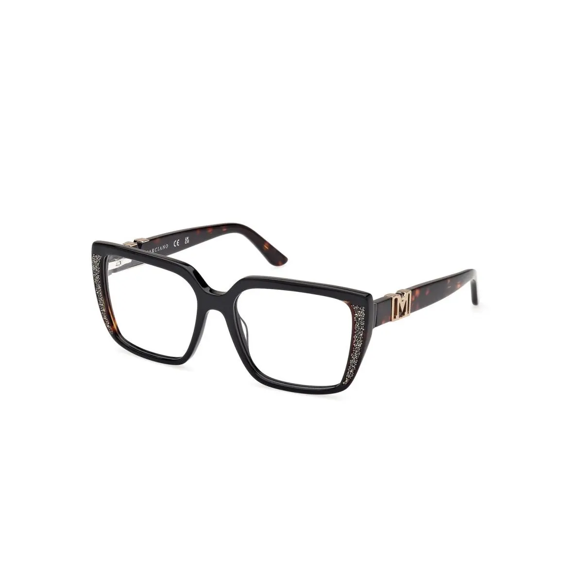 Guess By Marciano GM 50013 Shiny Black / Dark Havana 005 Size 55 Eyeglasses
