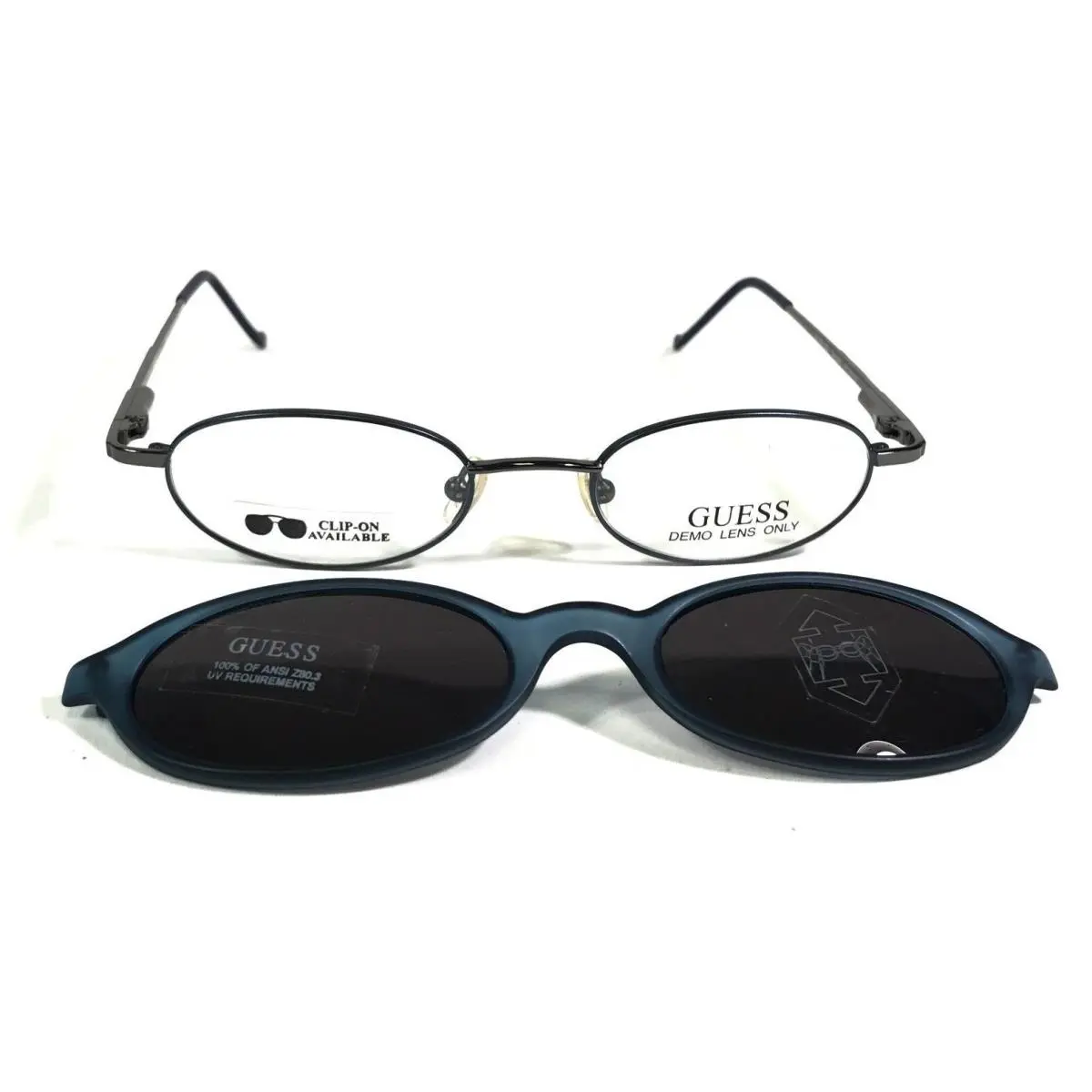 Guess GU 461 CL Bl/gun Eyeglasses Frames Blue Round Full Rim 49-19-140