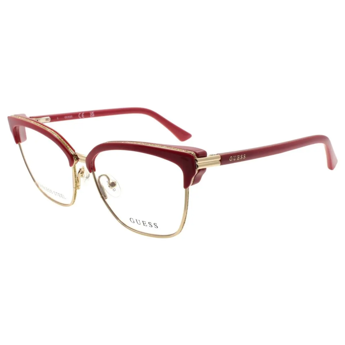 Guess GU2945 066 Women`s Eyeglasses Frames Cat Eye 54-15-135 Red / Gold