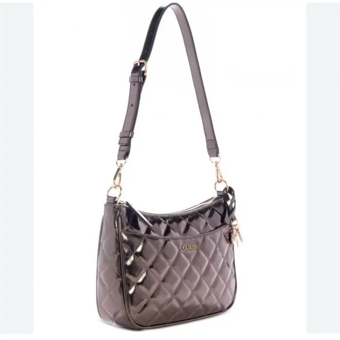 Guess Tinsley Quilted Faux-leather Small Shoulder Bag - Silver