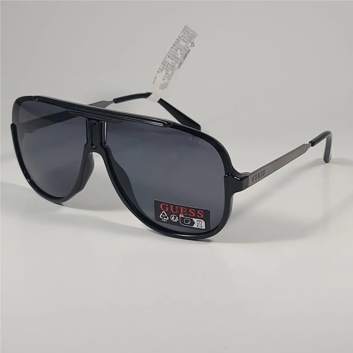 Guess GO00060 01A Aviator Pilot Sunglasses Black Gunmetal Frame Gray Lens