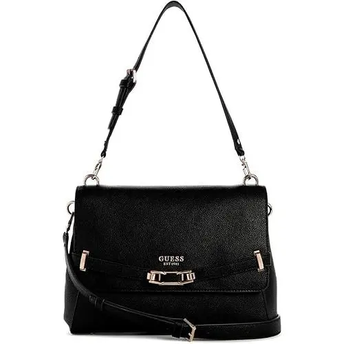 Guess Silvye Flap Shoulder Bag Black Gold