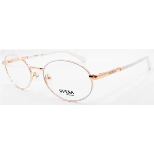 Guess GU8239 024 Eyeglasses Frames Oval 55-19-140 White / Rose Gold