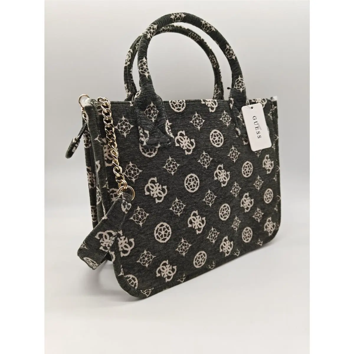 Guess Sevye Logo Double Compartment Tote Soft Medium Shoulder Bag in Green