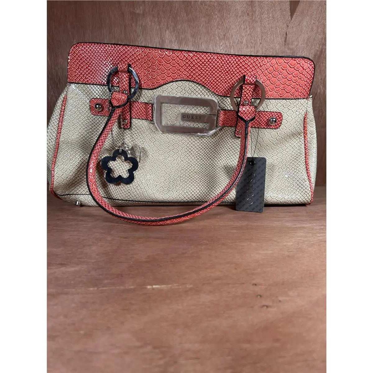 Guess Rare Vintage Mikelle Coral Snakeskin Handbag Deadstock