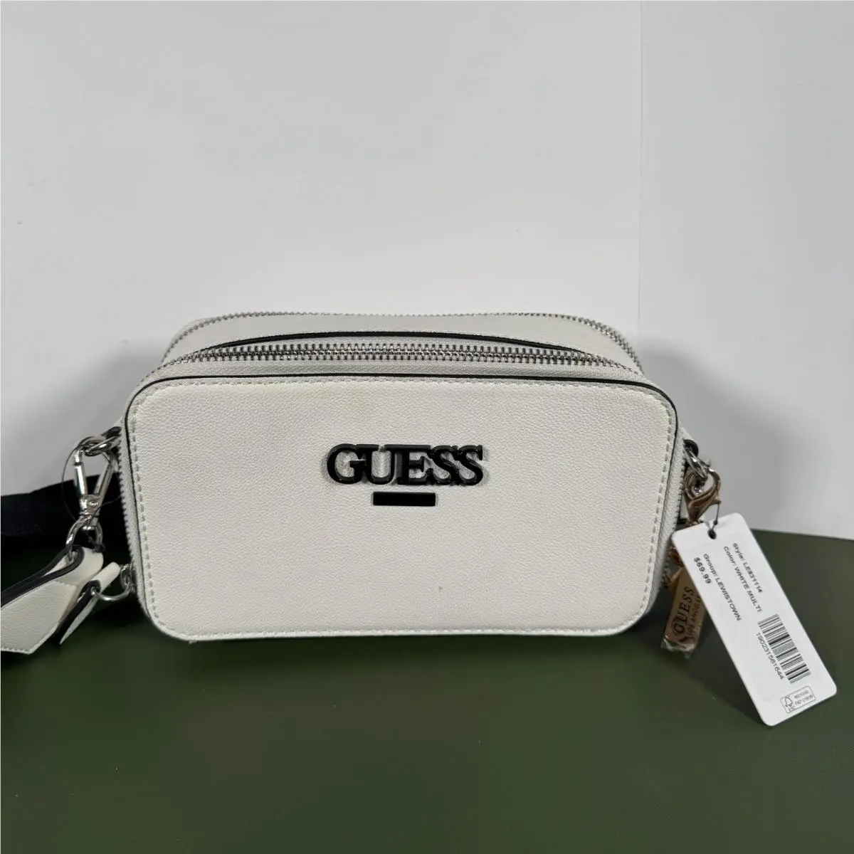 Guess Lewistown Double Zip Crossbody Bag White