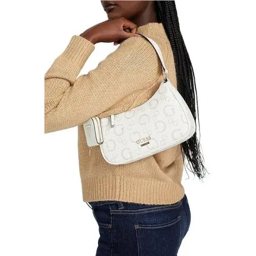 Guess Oona Logo Shoulder Bag Purse Logo G White