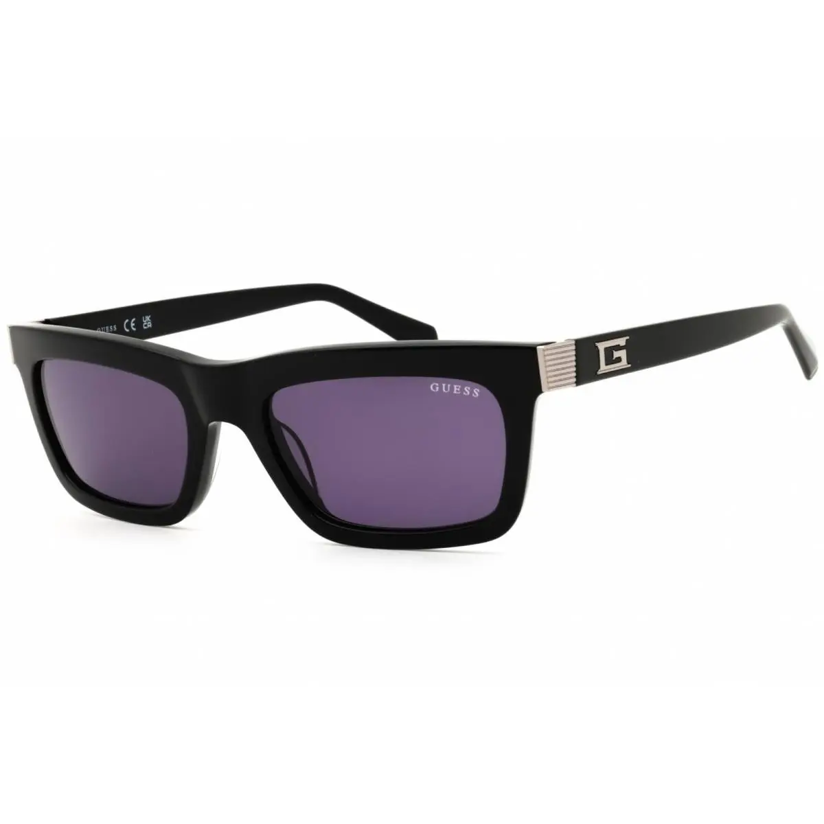 Men`s Sunglasses Shiny Black Acetate Rectangular Shape Frame GU00212 01A by Guess