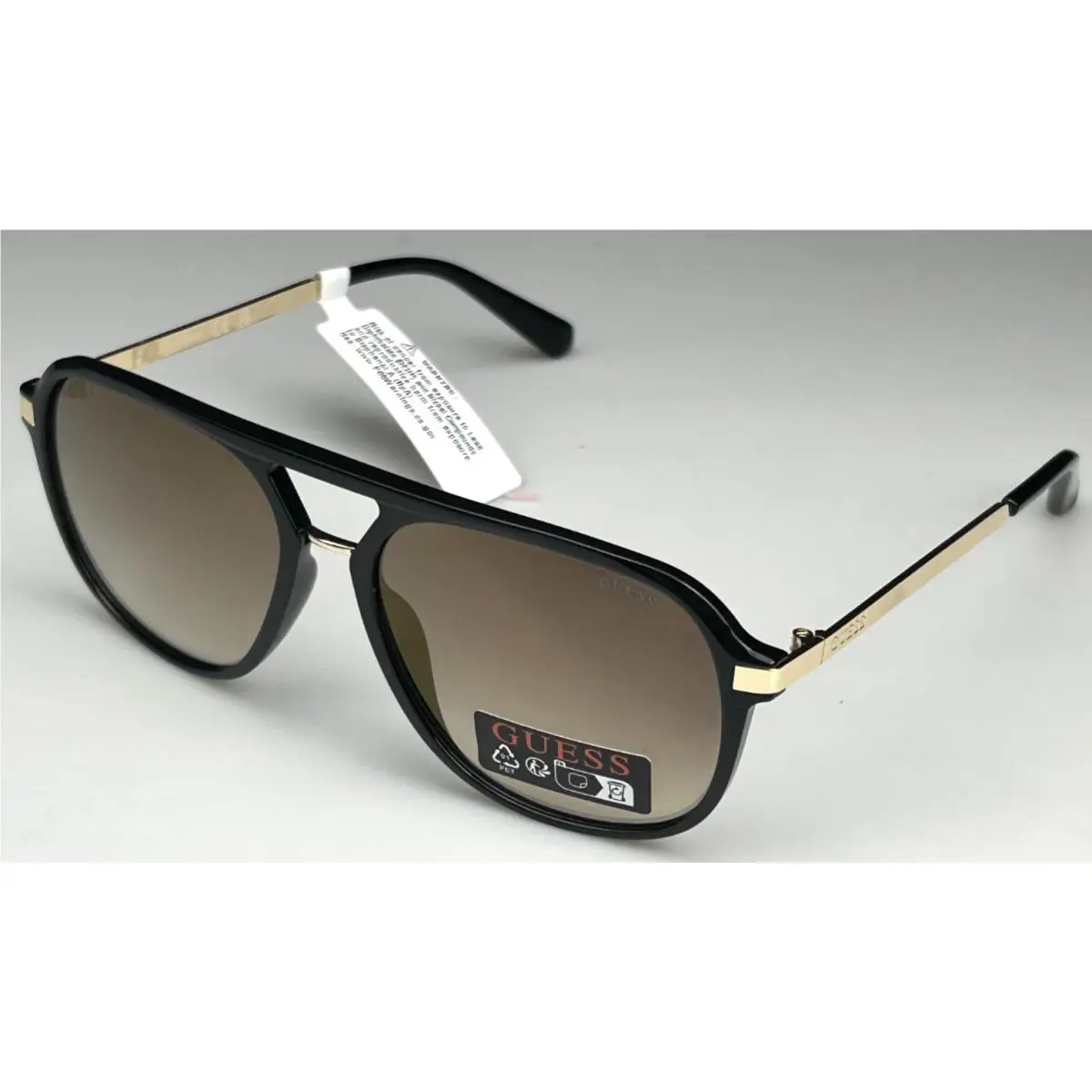 GO00099 01B Men`s 57mm Black Frame Brown Lens Aviator Sunglasses by Guess