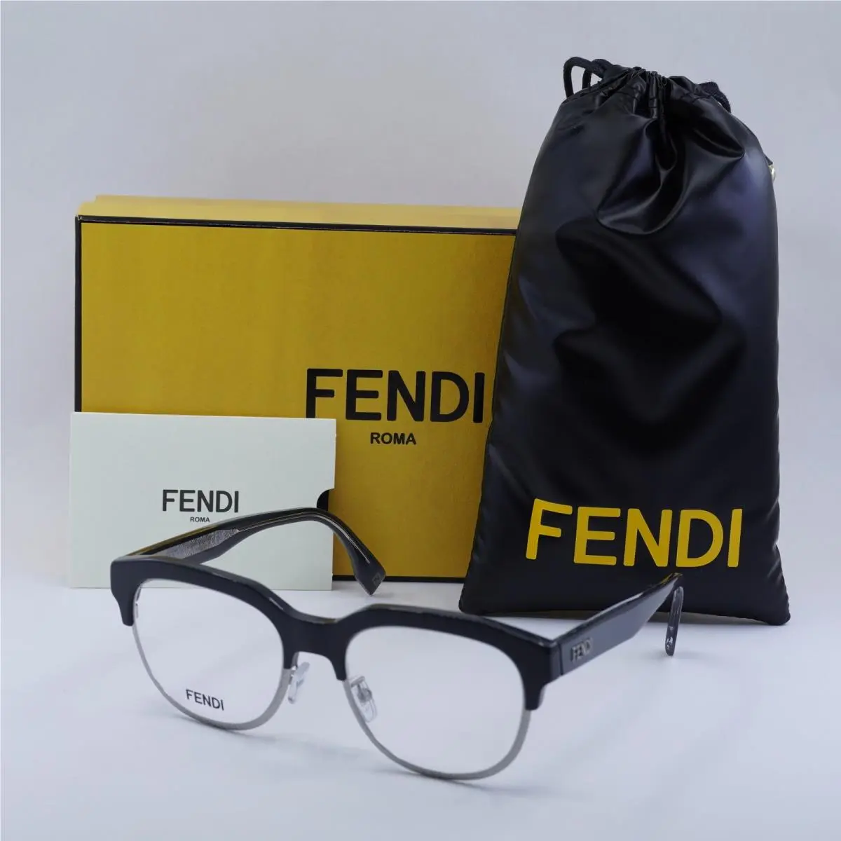FE50068U 020 Black/silver 52mm Eyeglasses by Fendi