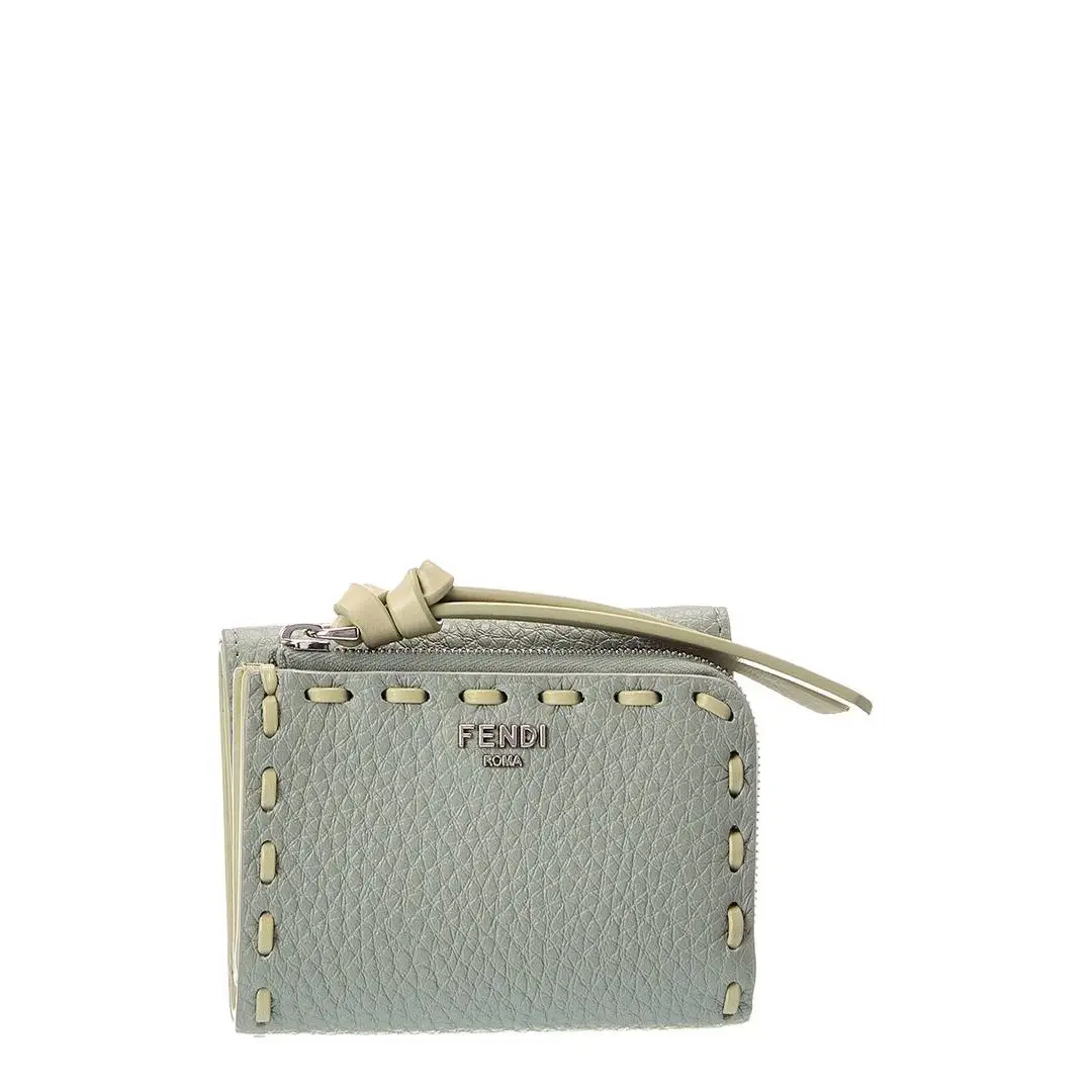 Peekaboo Micro Leather Trifold Wallet Women`s Green by Fendi