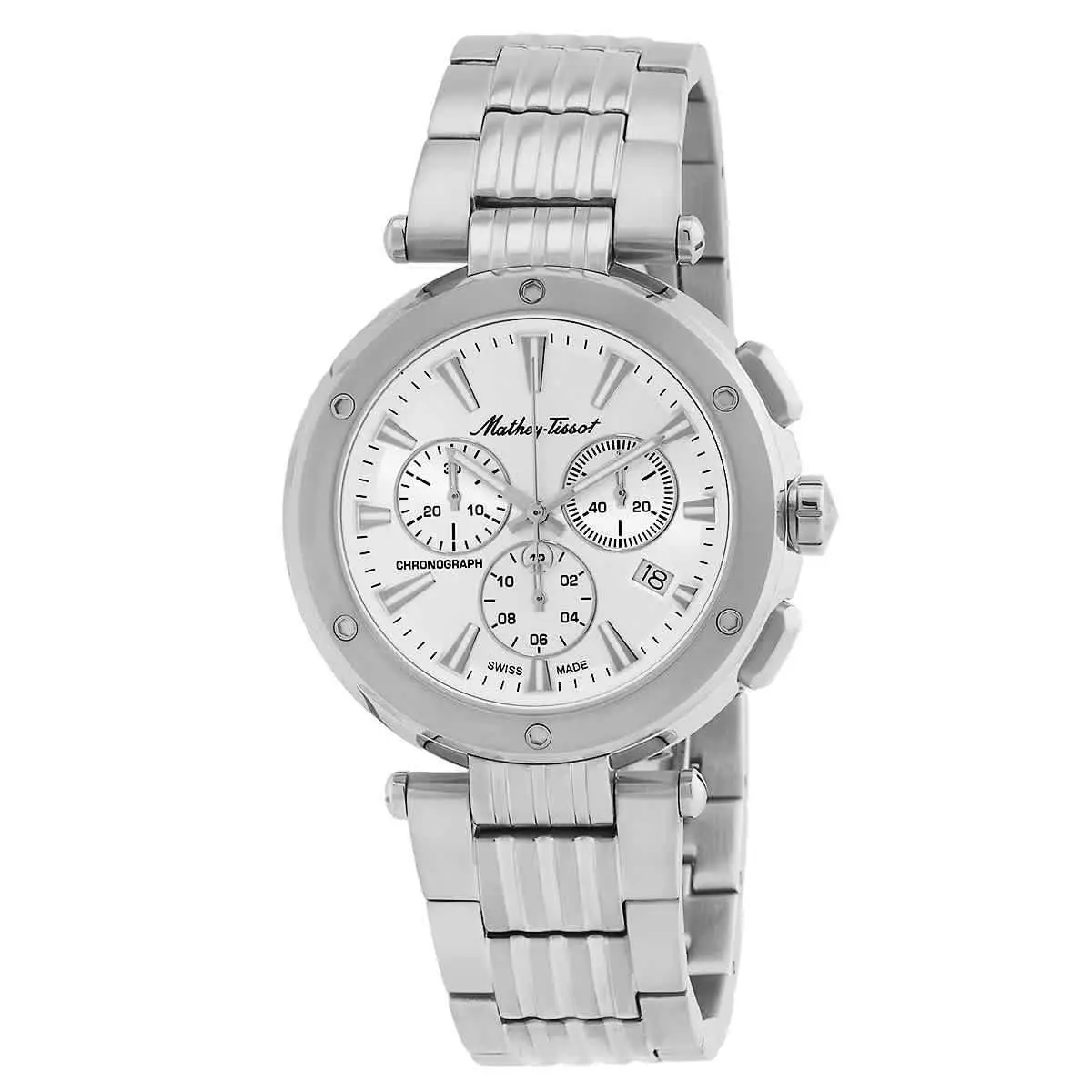 Mathey-tissot H912CHAI Neptune Chrono Silver-tone Dial 42 mm Men`s Watch - Silver-tone, Dial: Silver-tone, Band: Silver-tone
