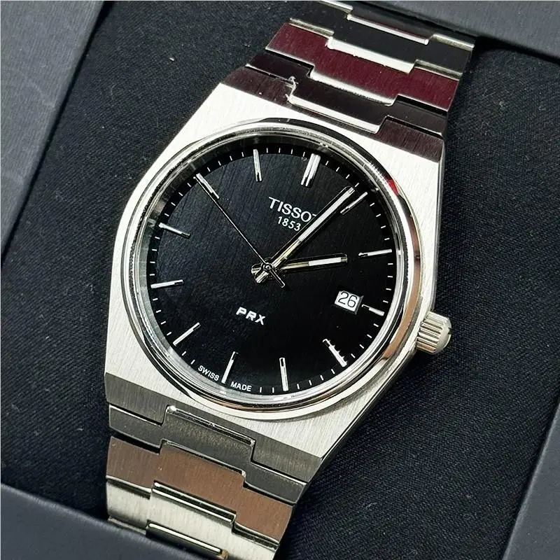 Tissot Prx T137.410.11.051.00 Black Dial Stainless Steel Men`s Quartz Watch 40mm