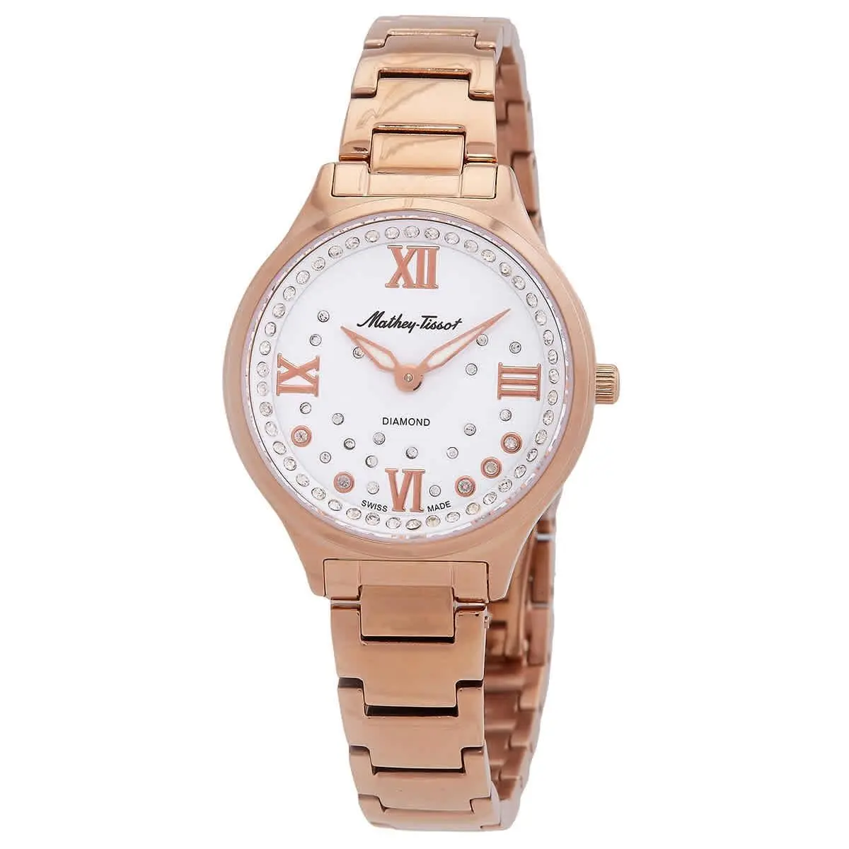 Mathey-tissot D985SPI Nicole White Dial 32 mm Women`s Watch - Rose Gold-tone, Dial: White, Band: Rose Gold-tone