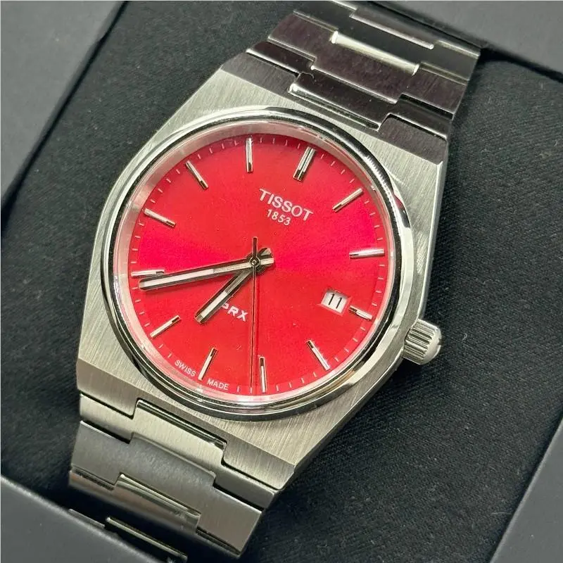 Tissot Prx T137.410.11.421.00 Red Dial Stainless Steel Quartz Men`s Watch 40MM