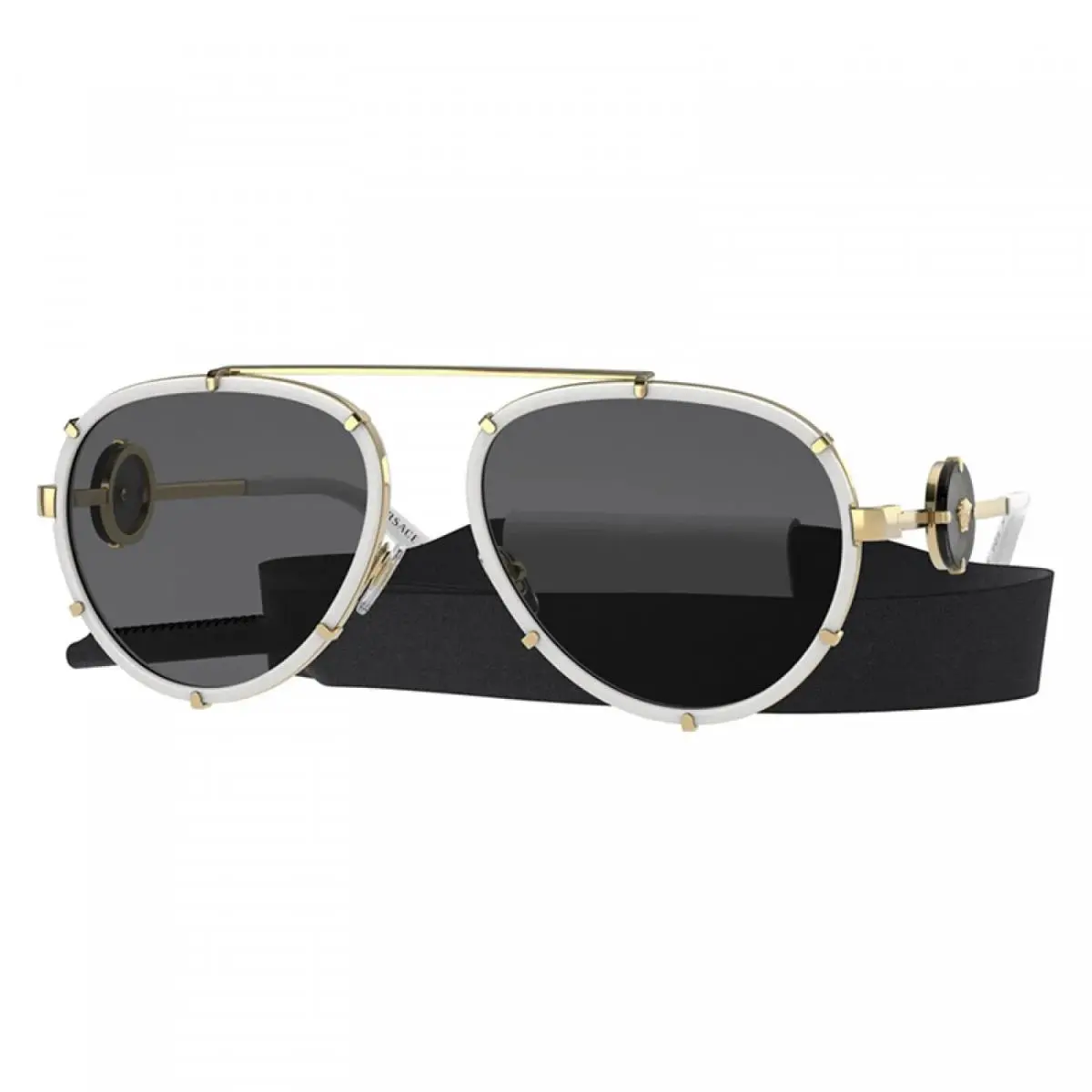 Versace VE2232 147187 Aviator White-gold/gray 61 mm Women`s Sunglasses Frame - Frame: Gold, Lens: Gray