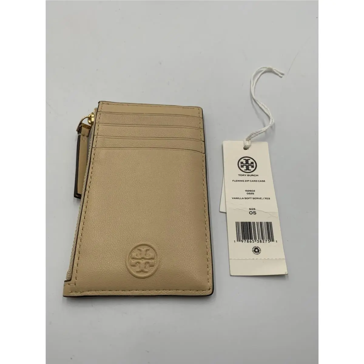 Tory Burch Fleming Soft Zip Card Case Vanilla Soft Serve w/ Tags