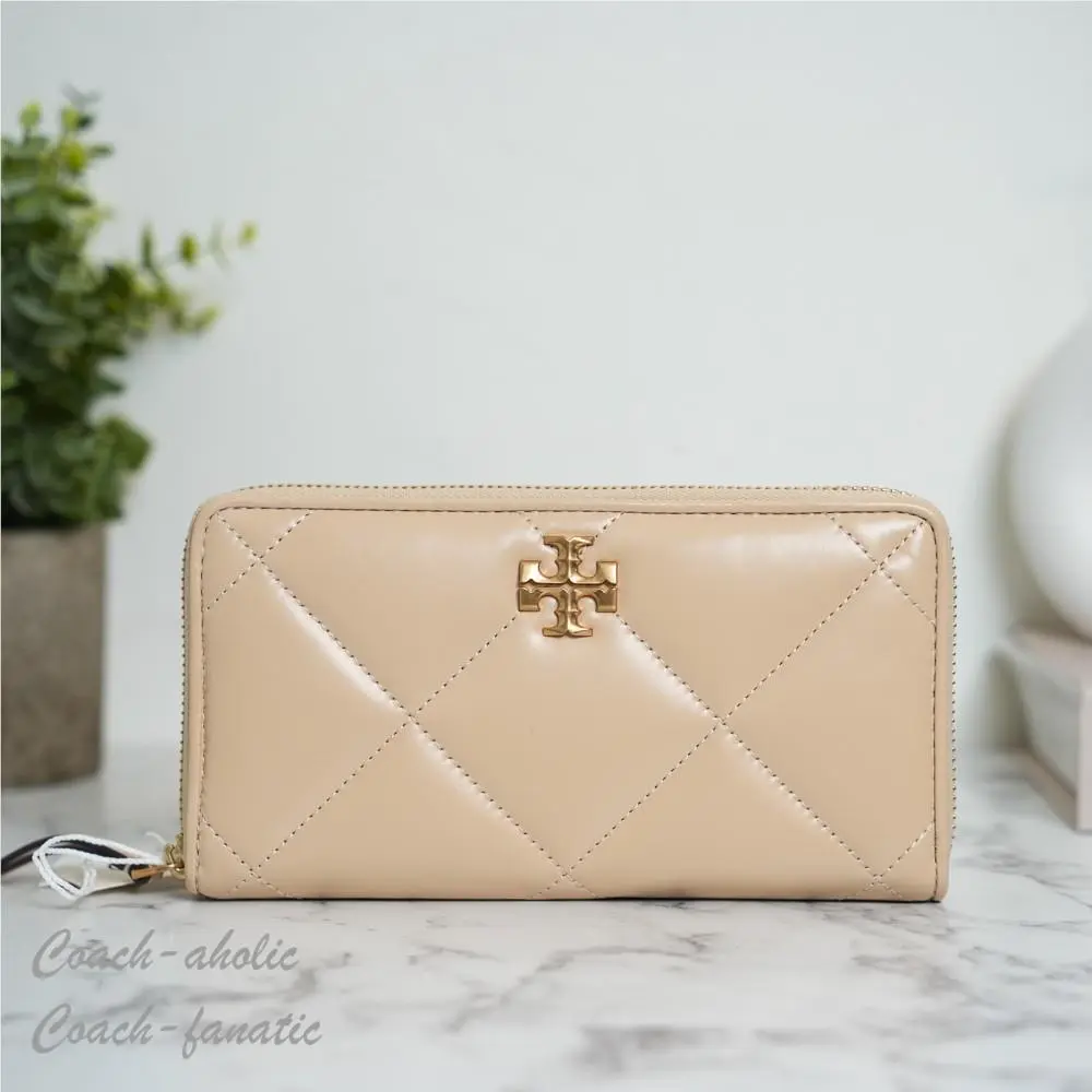 Tory Burch Kira Diamond Quilted Leather Continental Wallet in Vanilla Soft Serve