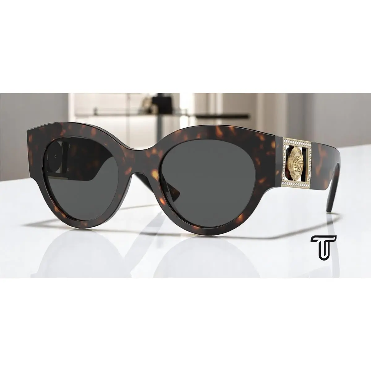 Versace VE4438BF 108 87 Dark Havana Dark Grey 52 mm Women`s Sunglasses