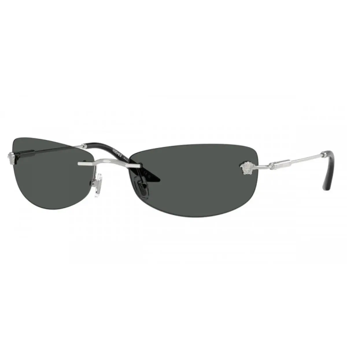 Versace VE2279 100087 Rectangle Silver/dark Gray 60 mm Men`s Sunglasses Frame