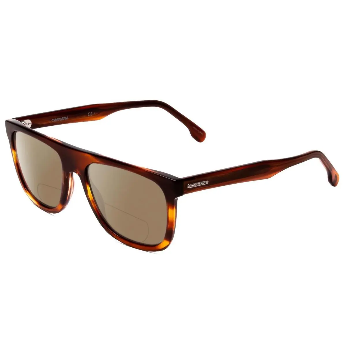 Browline Unisex Polarized Bi-focal Sunglasses Red Horn Marble Brown 56mm Brown by Carrera