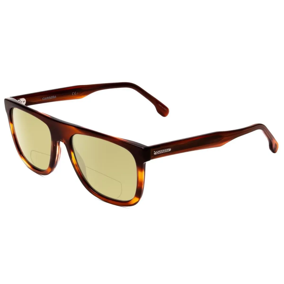 Browline Unisex Polarized Bi-focal Sunglasses Red Horn Marble Brown 56mm Yellow by Carrera