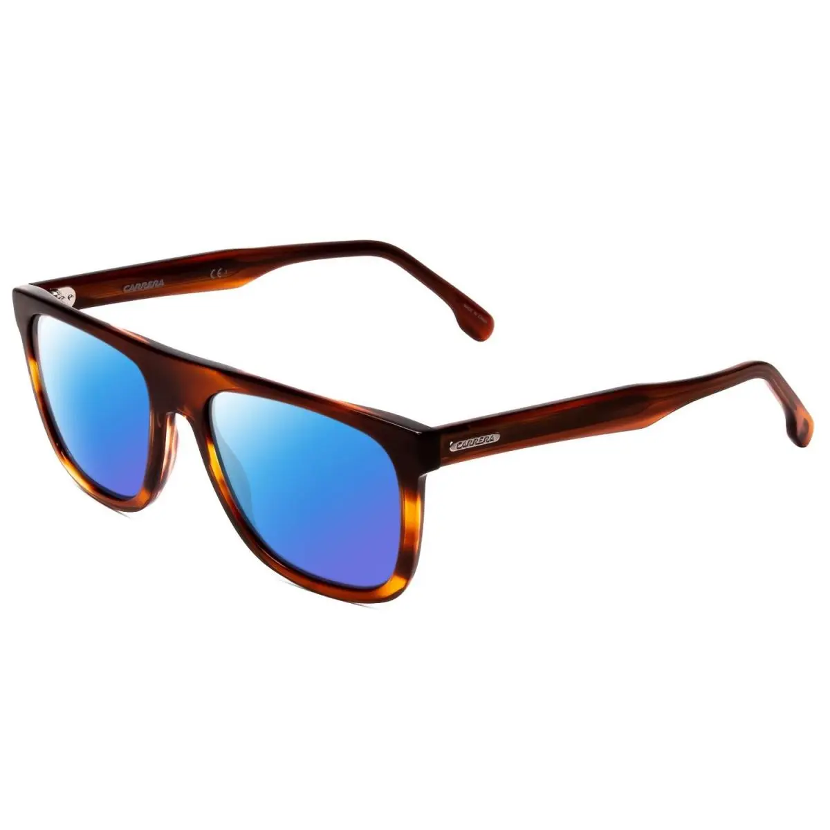 Browline Unisex Classic Polarized Sunglasses Red Horn Marble Brown 56 mm by Carrera