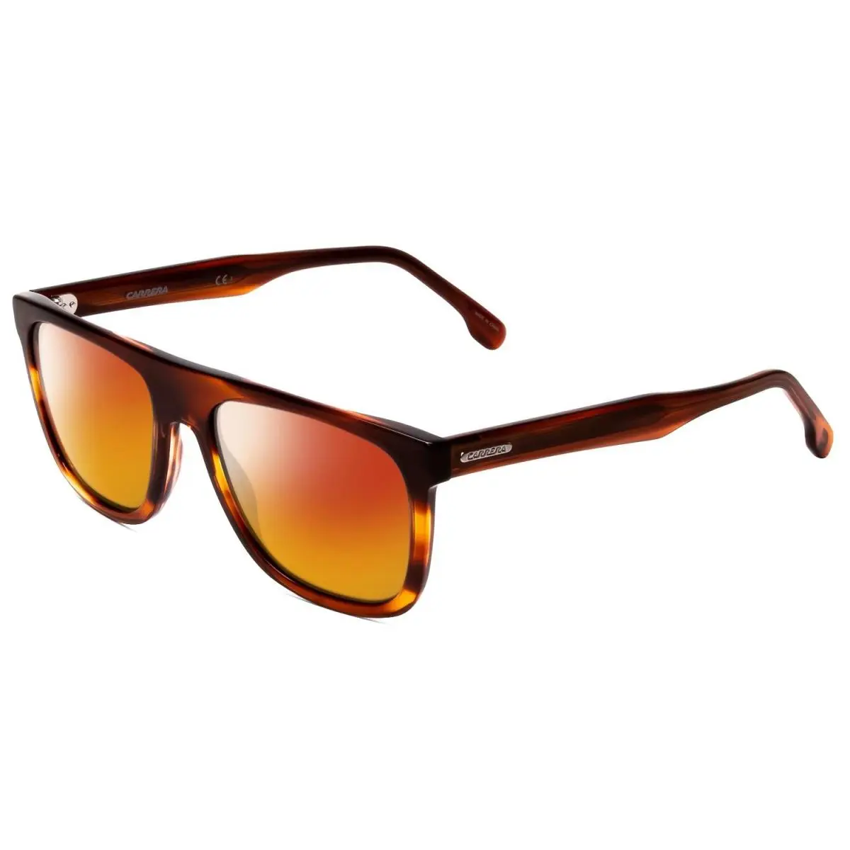 Browline Unisex Classic Polarized Sunglasses Red Horn Marble Brown 56 mm Red Mirror Polar by Carrera