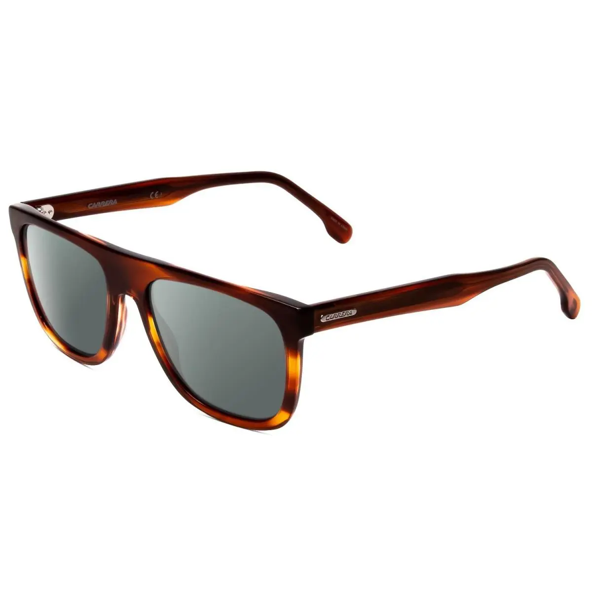 Browline Unisex Classic Polarized Sunglasses Red Horn Marble Brown 56 mm Smoke Grey Polar by Carrera