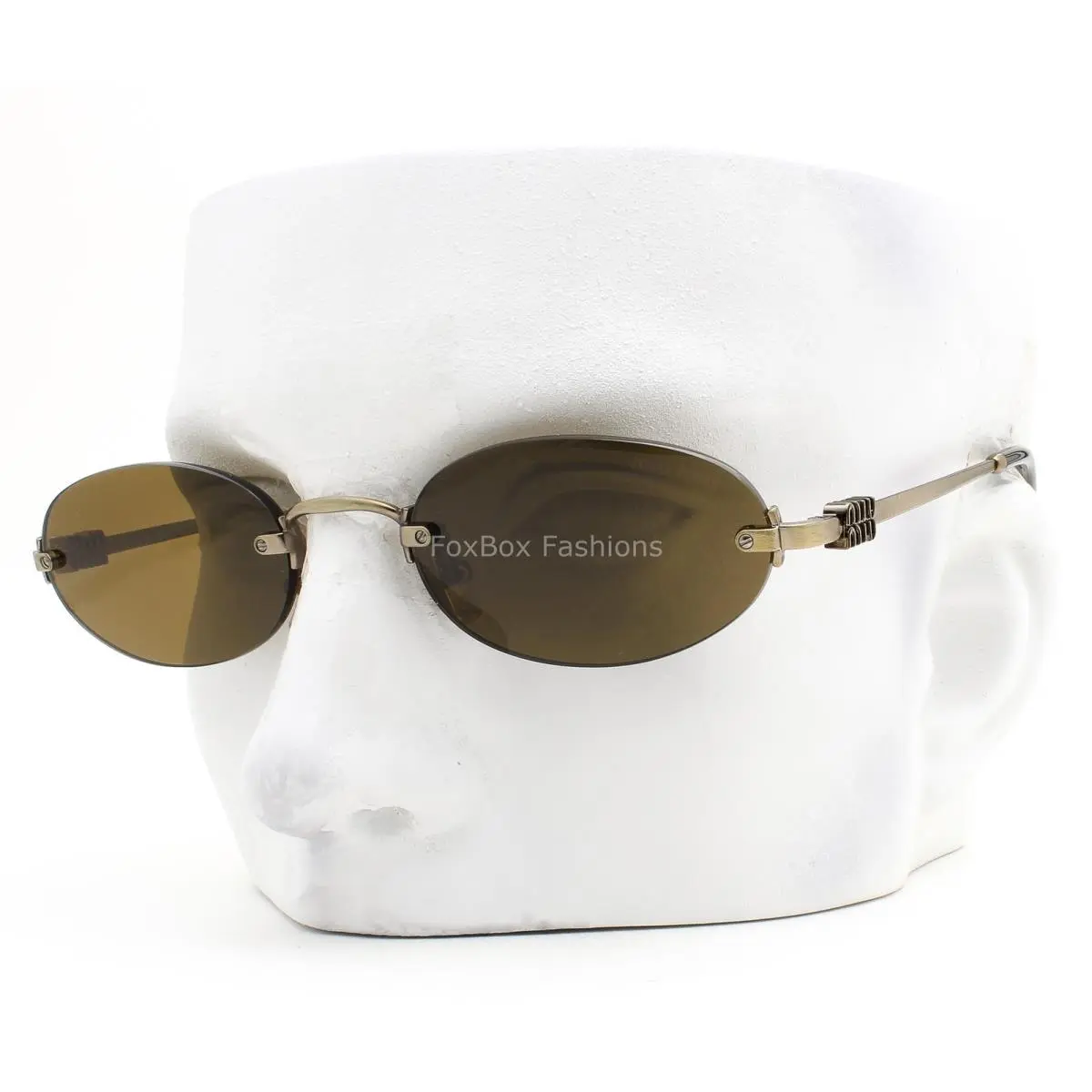 Rimless Sunglasses Old Gold Dark Brown Tinted Smu A54 26C-09Z with Case by Miu Miu