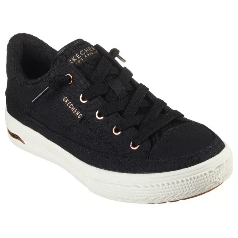 Womens Skechers Arch Fit Arcade Meet YA There Black Canvas Shoes