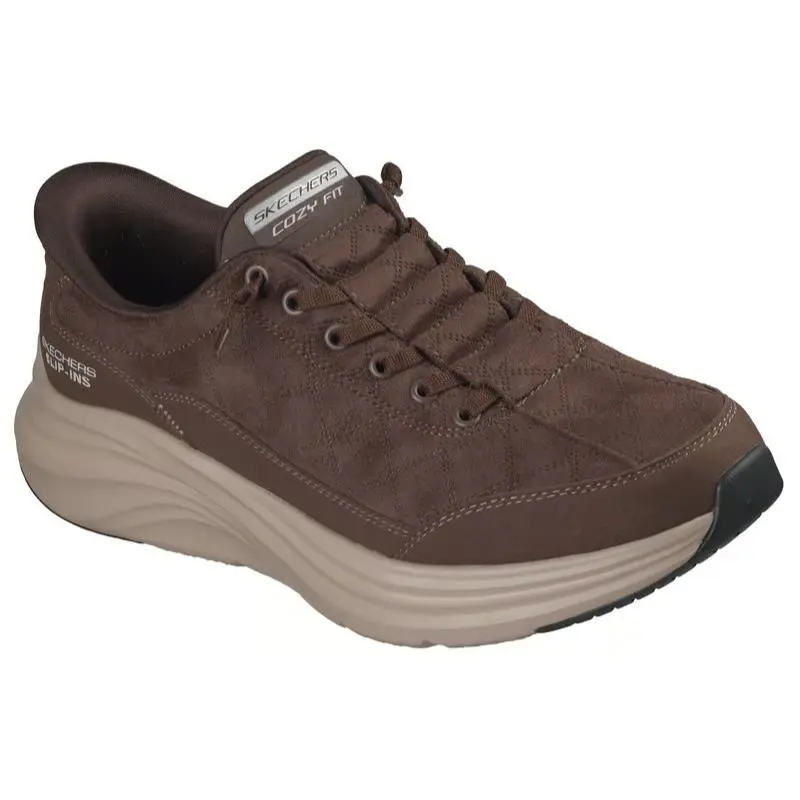 Mens Skechers Slip Ins Contour Foam Cozy Fit Calvoro Chocolate Leather Shoes