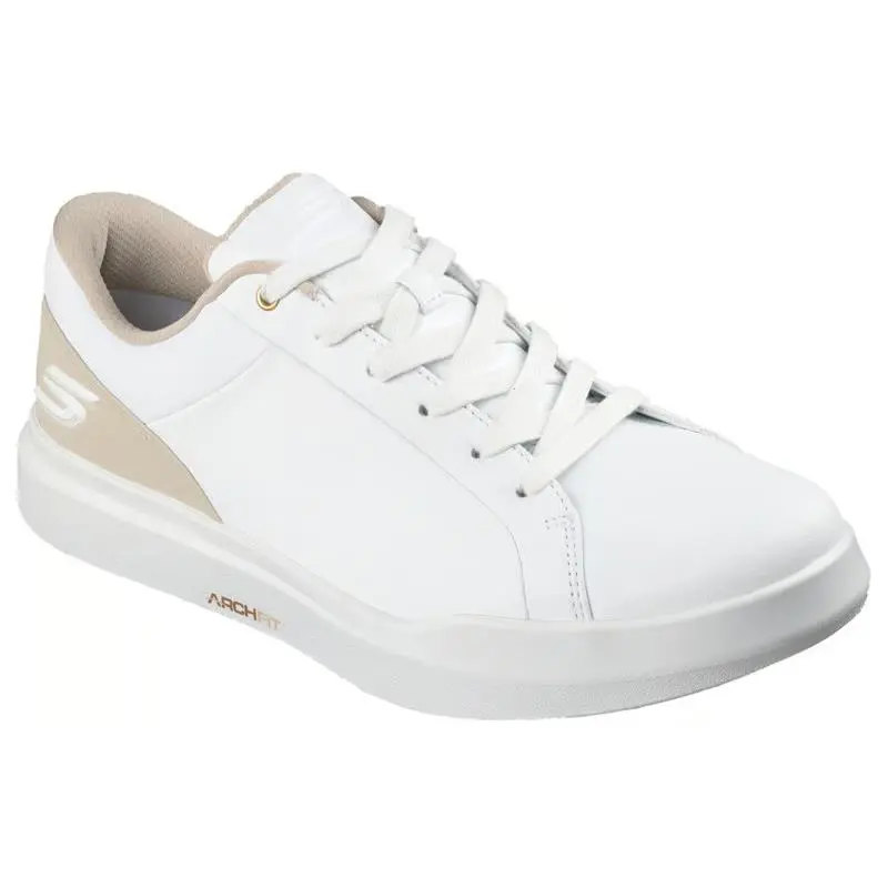 Mens Skechers Waterproof Relaxed GO Golf Drive 6 White Natural Leather Shoes