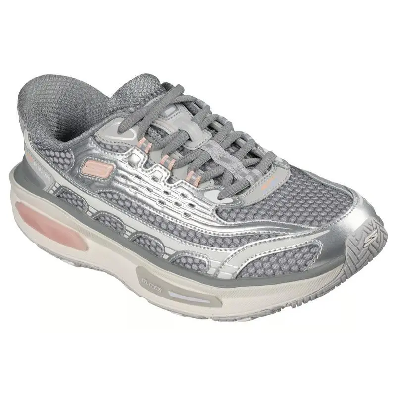 Womens Skechers Slip Ins Arch Fit D`lites 330 Modern Retro Gray Mesh Shoes