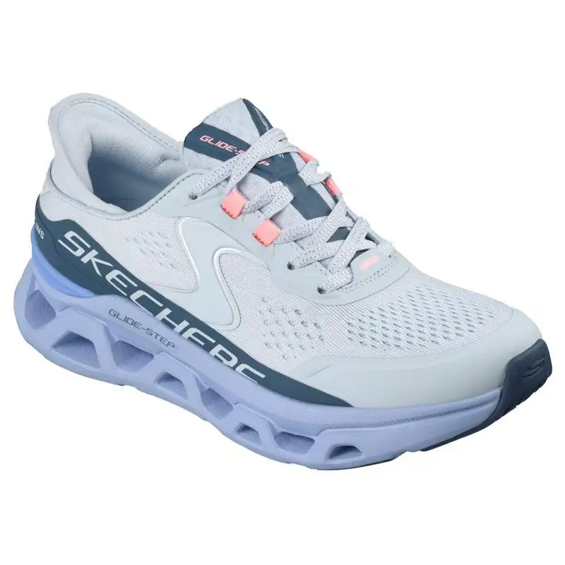 Womens Skechers Slip Ins Glide Step Altus Light Blue Mesh Shoes