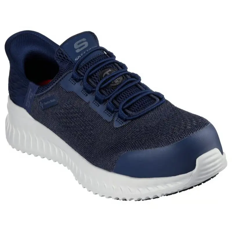 Mens Skechers Slip Ins Work Tilido Troxin Esd Navy Knit Shoes