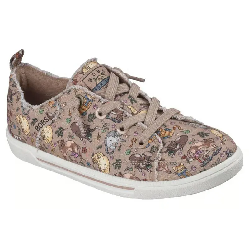 Womens Skechers Bobs B Cute 2.0 Kitten Kicks Taupe Multi Canvas Shoes