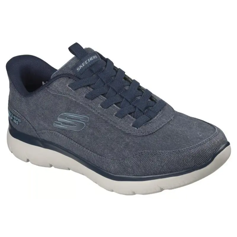Mens Skechers Slip Ins Summits Strux Navy Canvas Shoes