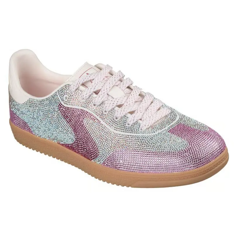 Womens Skechers Hotshot Timeless Shine Silver Pink Rhinestone Shoes