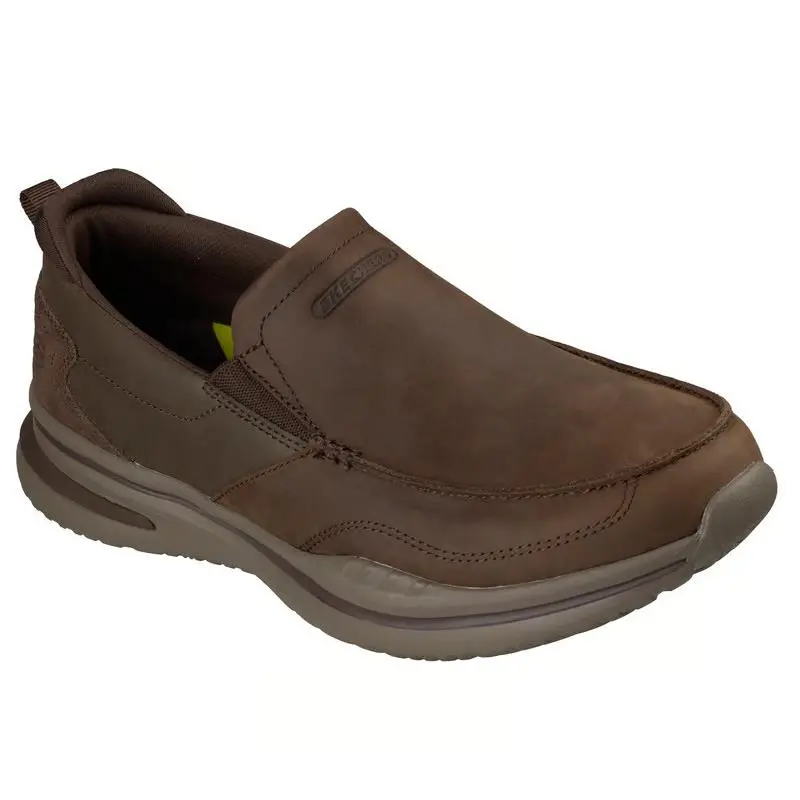 Mens Skechers Relaxed Fit Norlan Harp Brown Leather Shoes