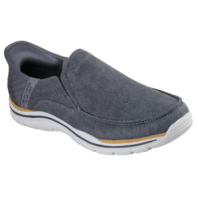 Mens Skechers Slip Ins Relaxed Fit Expected Cayson Charcoal Canvas Shoes