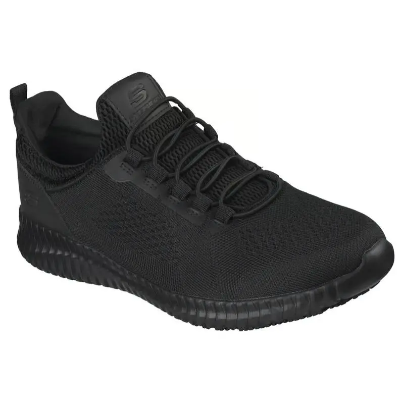 Mens Skechers Work Relaxed Fit Cessnock Black Knit Shoes