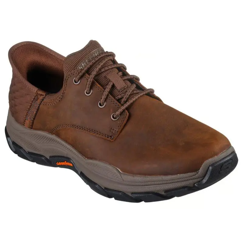 Mens Skechers Slip Ins Respected Garville Brown Leather Shoes