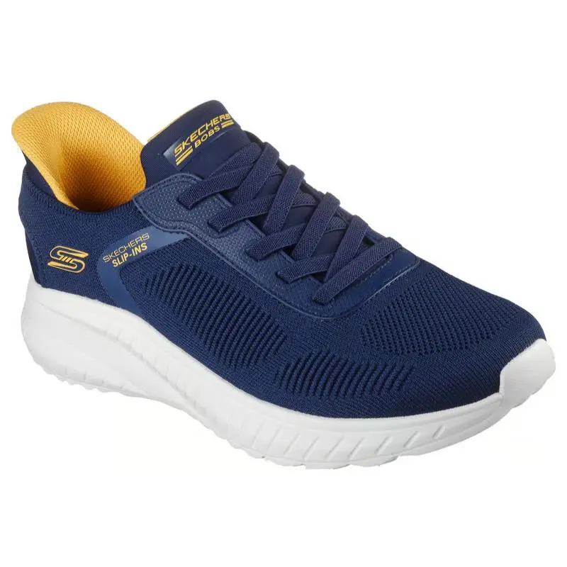 Mens Skechers Slip Ins Bobs Sport Squad Chaos Solid Step Navy Knit Shoes