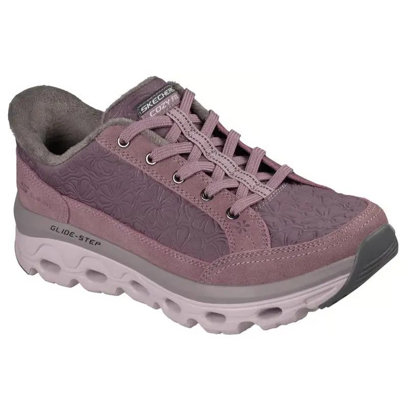 Womens Skechers Slip Ins Glide Step Sole Cozy Fit Millsap Mauve Gray Suede - Purple