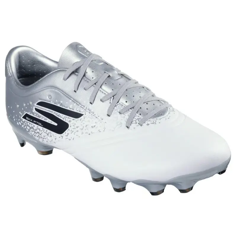 Mens Skechers Razor 1.5 Academy FG White Silver Fabric Shoes