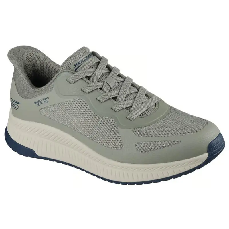 Mens Skechers Slip Ins Bobs Sport Squad Chaos 4 Olive Mesh Shoes