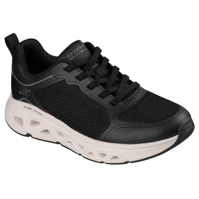 Womens Skechers Bobs Sport Arc Waves Remix Black Knit Shoes
