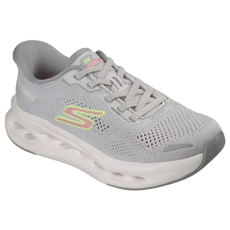 Womens Skechers Slip Ins Max Cushioning Glide Step Oaklin Gray Mesh Shoes
