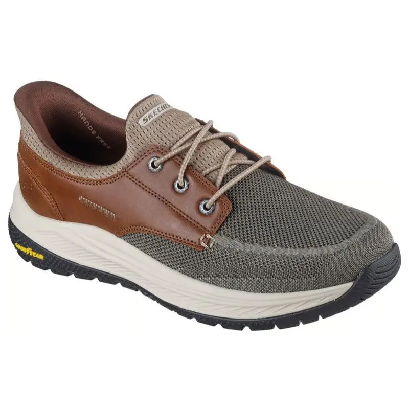 Mens Skechers Slip Ins Relaxed Fit Meroe Alden Taupe Brown Mesh Shoes